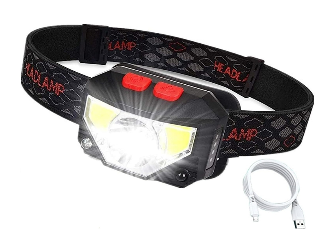 Linterna frontal recargable, superligera, impermeable, LED, con 6 modos de luz y sensor de movimiento Yizhood (negra)