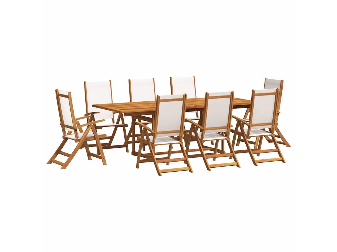 Maison Exclusive - Juego de comedor de jardín de 9 piezas en madera maciza de acacia y textilene