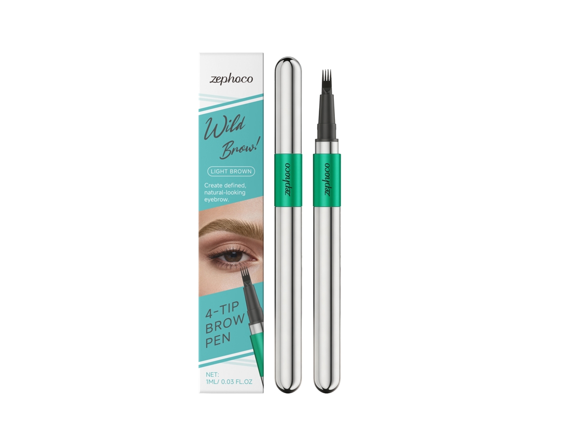 Lápiz de cejas 3D natural, cuatro puntas, marrón claro