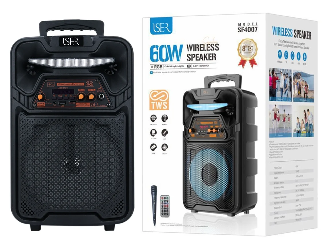 Altavoz Inalámbrico Portátil Con Luz Led Sf4007 ISER Negro