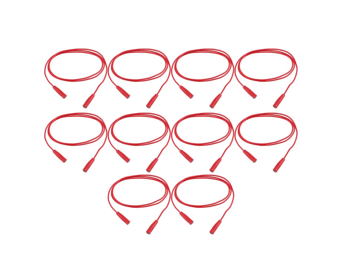 Kit De 10 Cables De Prueba Eléctricos De 0,44 Mm² Con Conector Banana Hembra A Hembra De 2 Mm J.70029 Rojo