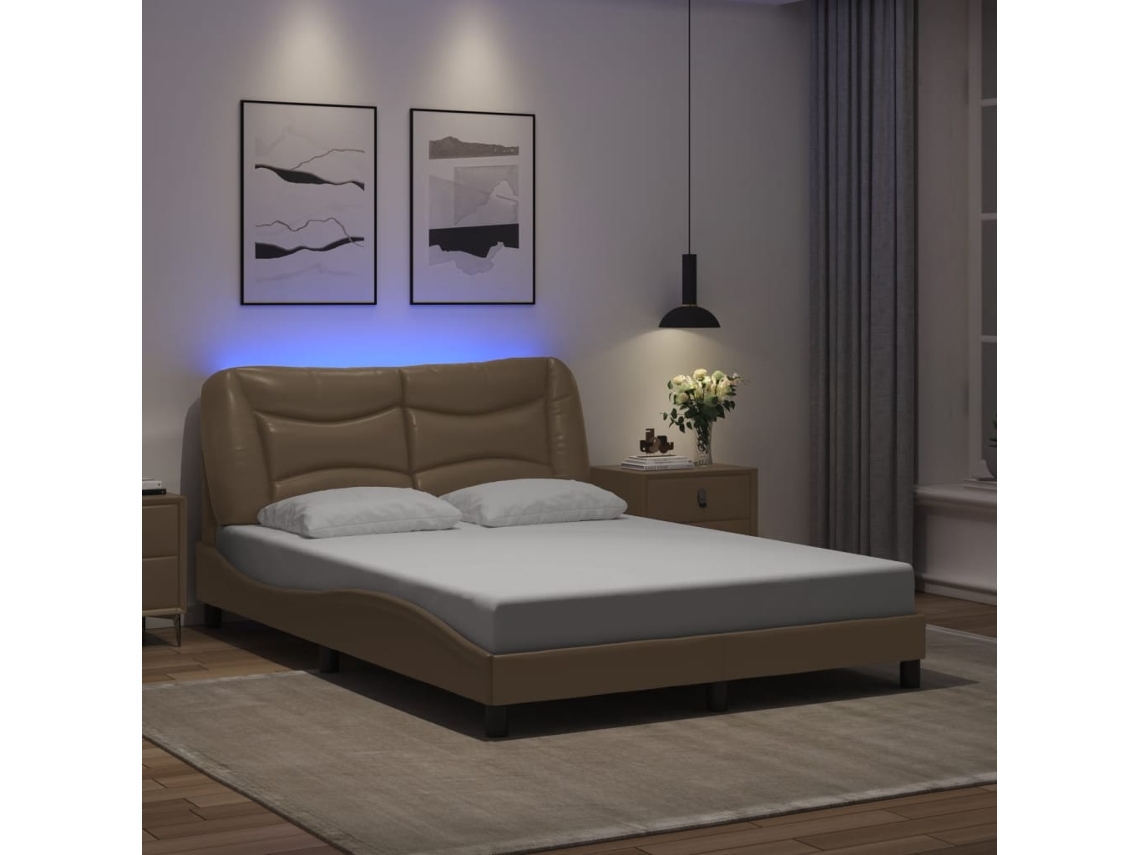 Estructura De Cama Con Led Sin Colchón Cappuccino 120x200 Cm