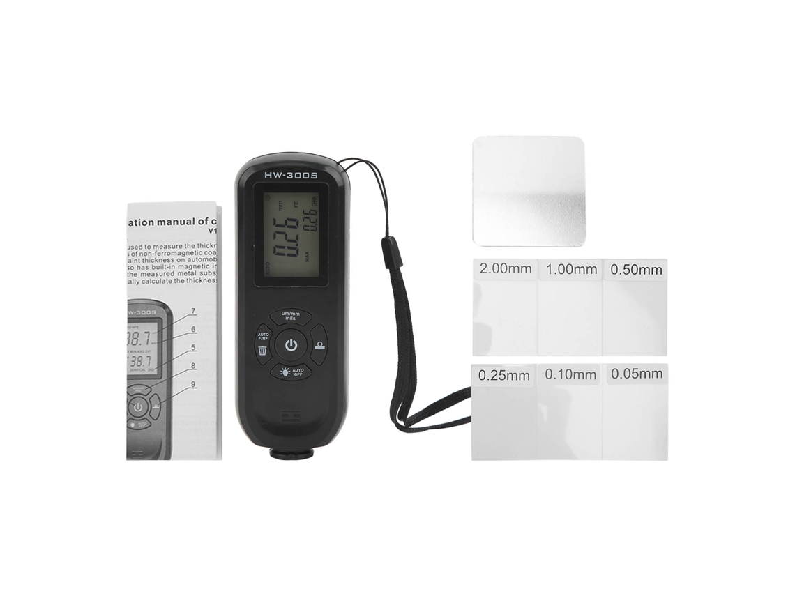 Medidor De Espesor De Recubrimiento Con 3 Unidades Μm Mm Mils Para Fabricación, Pantalla Vertical Negra