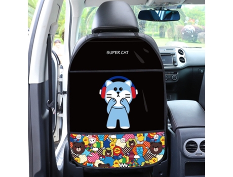 Funda protectora impermeable para respaldo de asiento de coche con bolsillos para niños[Super Gato]