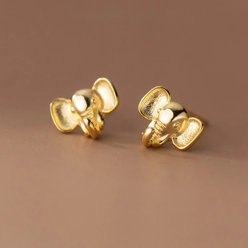 Pendientes De Elefante (dorados), Pendientes De Botón Con Forma De Animal Modernos Y Creativos Para Mujer.