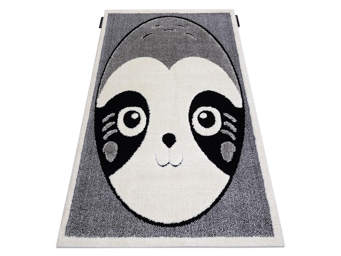 Alfombra Infantil Moderna Joy Panda Para Niños - Estructura Dos Niveles de Vellón Gris/Crema (140 x 190 cm)