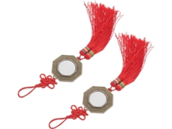 Juego 2 Espejos Bagua Cobre 4 8 Adorno Colgante Tradicional Chino Símbolos Zodíaco Cinco Elementos Decoración