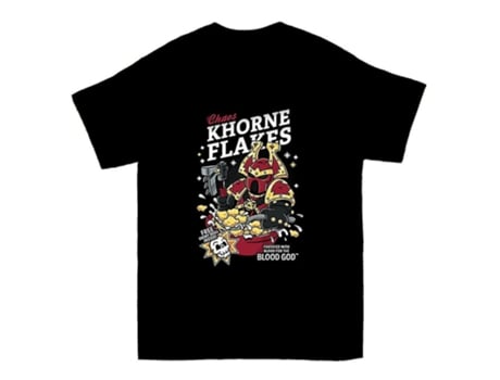 Camiseta ROCKINSTONE Chaos Khorne Flakes Warhammer Cereal 40K Algodón para Hombre (3XL)