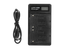 Cargador Doble Para Baterías De Litio Np‑f550 Con Pantalla Lcd Y Base De Carga Usb