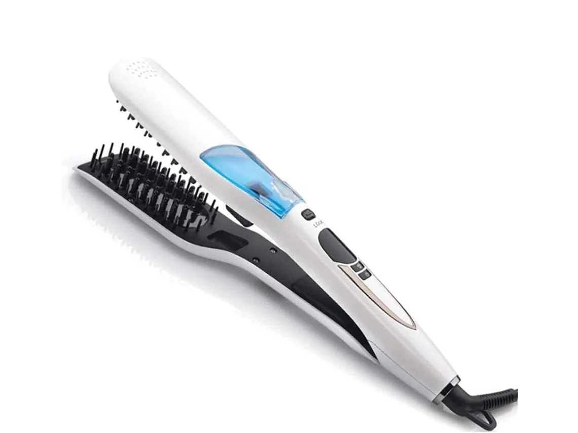 Cepillo alisador de vapor profesional, plancha eléctrica de cerámica para cabello liso, cepillo alisador de vapor para cabello largo Ehstmind