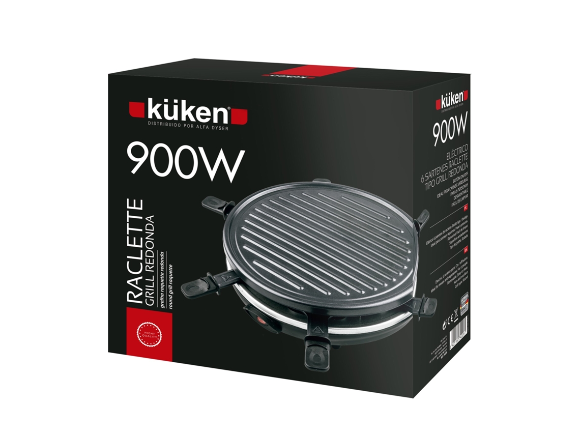 Raclette Grill Redonda 900 Wattios - 6 Palas para Fundir Queso KUKEN