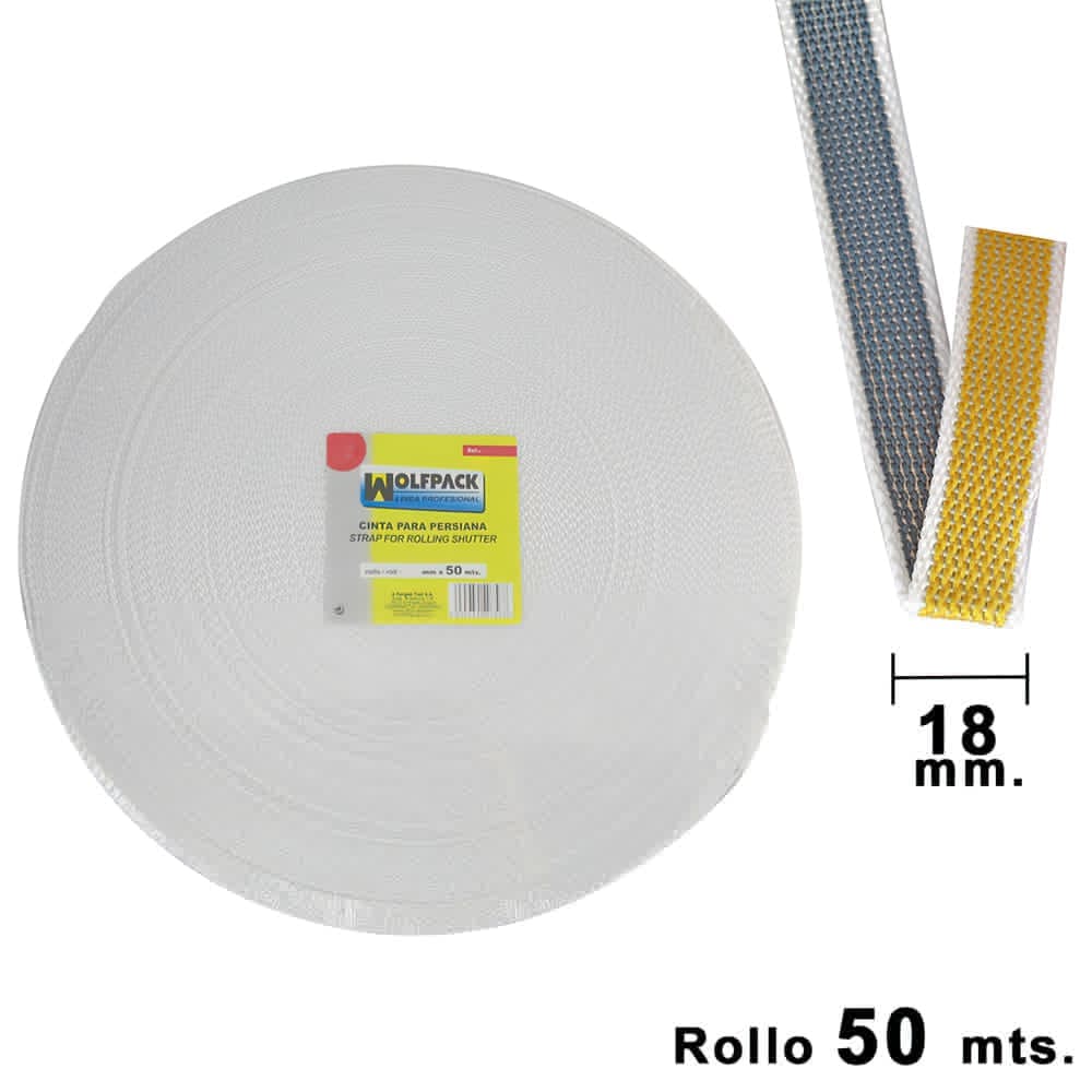Cinta Persiana Wolfpack Bicolor 18 Mm. Rollo 50 Metros WOLFPACK LINEA PROFESIONAL