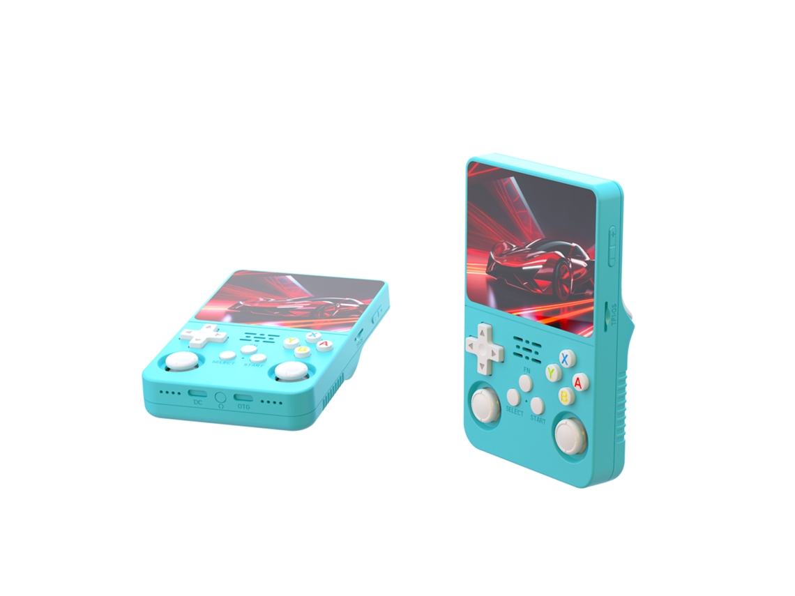 Consola portátil Fwinl R36s, juego arcade retro portátil, sistema 3D dual, azul claro, 128 GB