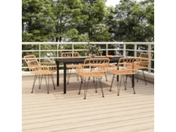 Juego de comedor de jardín de mimbre PE Dkd para decoración del hogar