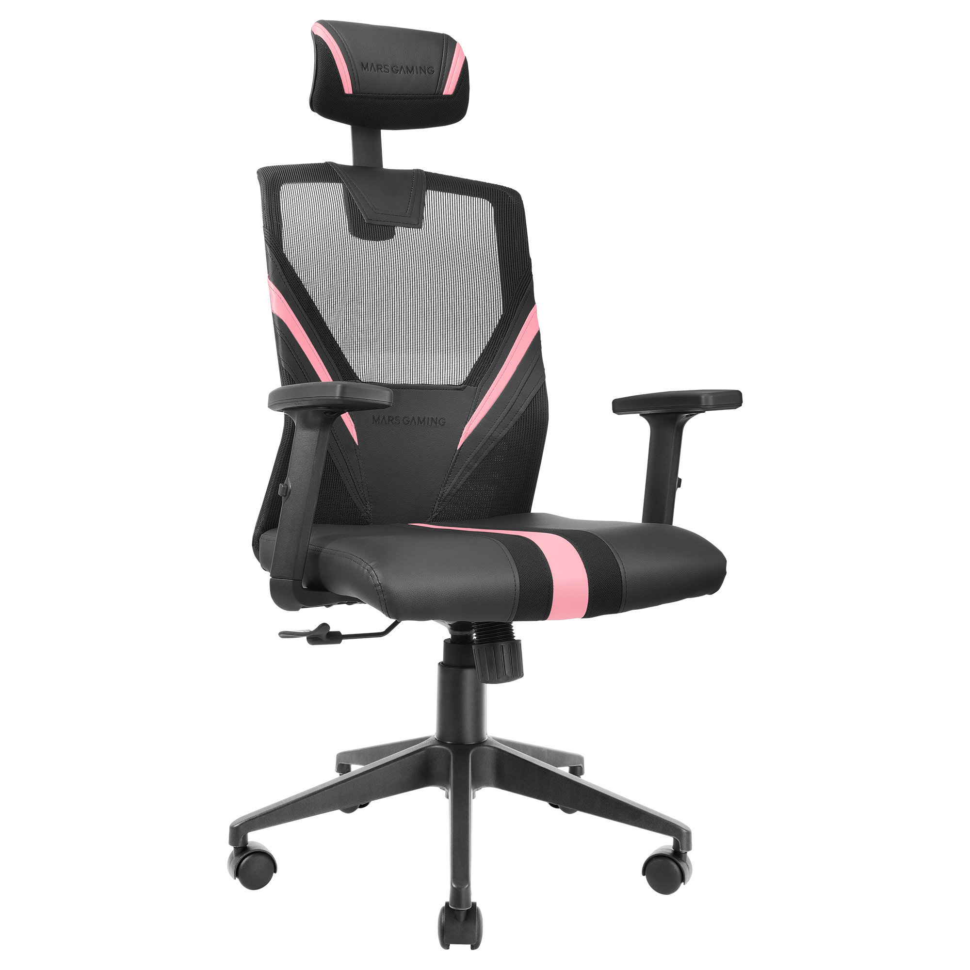 Silla Gaming Mars rosa malla transpirable reposabrazos soporte ajustable cervical lumbar mgcergobpk 150