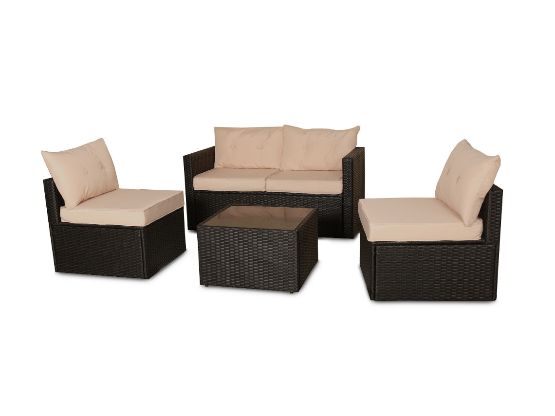 Sofa Ulibarri + 2 Sillones + Mesa De Ratan Pe. Muebles De Jardin Y Terraza, Ratan Marron