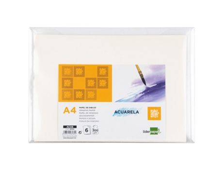 Papel Dibujo A4 300g/m2 Pack 6 Hojas (12 ud.) LIDERPAPEL