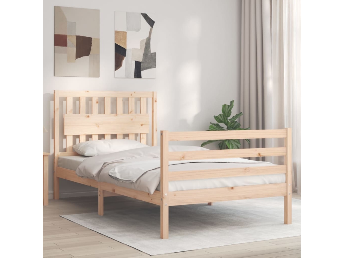 Estructura De Cama Con Cabecero Madera Maciza 100x200 Cm