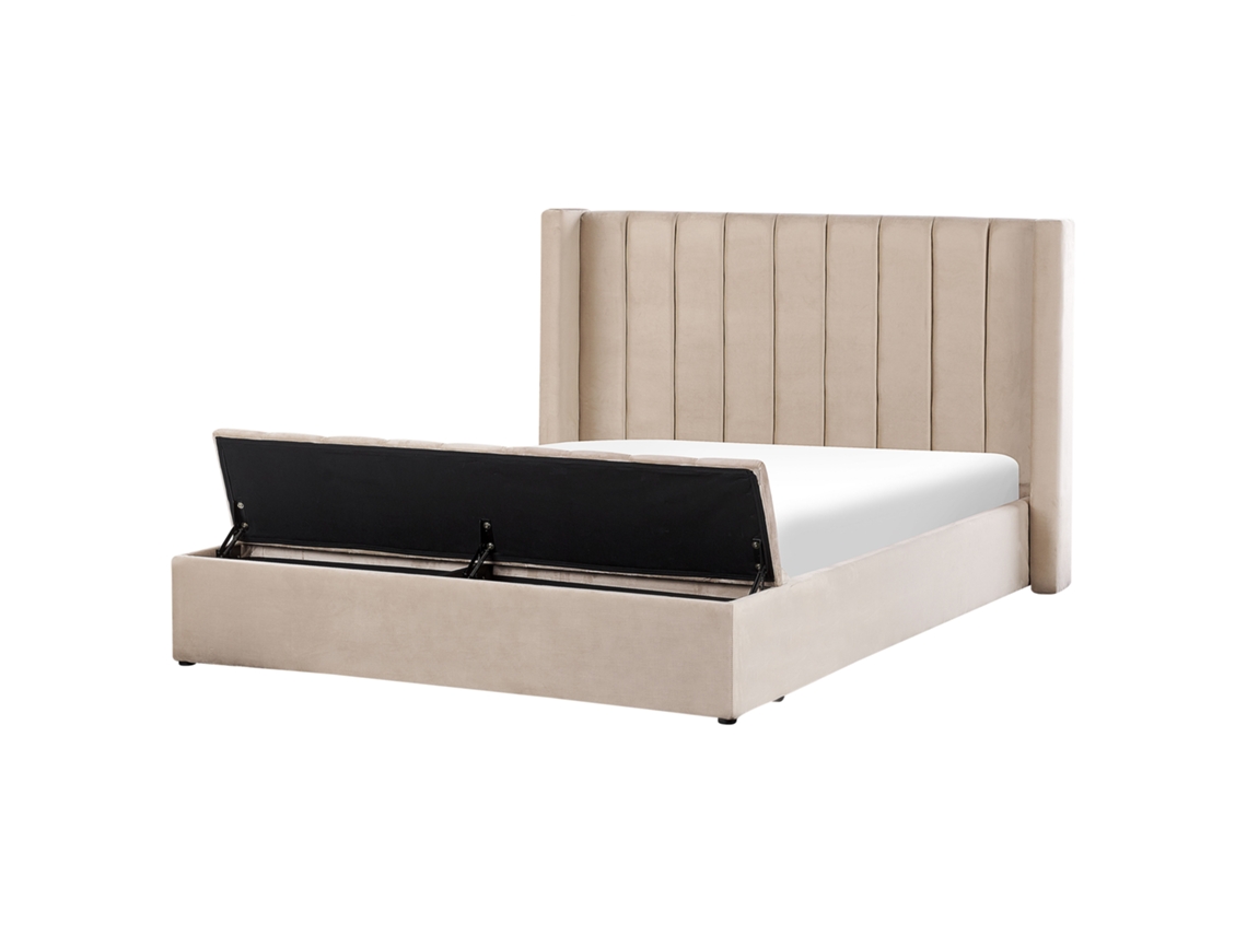 Cama de agua BELIANI Noyers de Terciopelo Beige 210x247x132