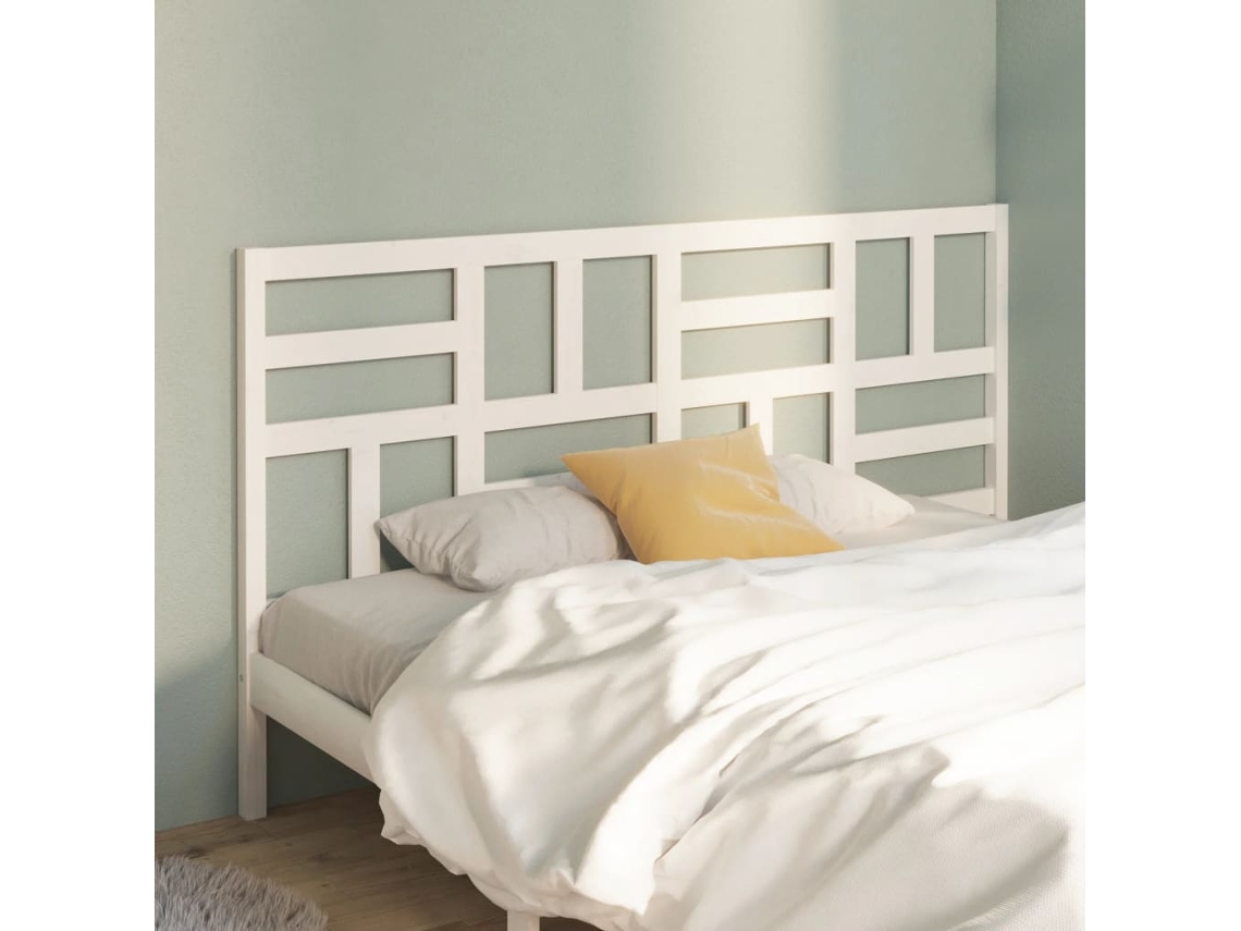 Cabecero De Cama Madera Maciza De Pino Blanco 186x4x104 Cm