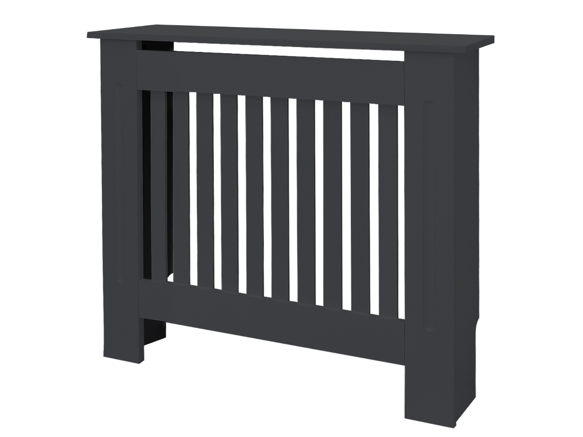 Cubierta para radiador ECD Germany 78 x 19 x 82 cm MDF lacado antracita diseño de láminas