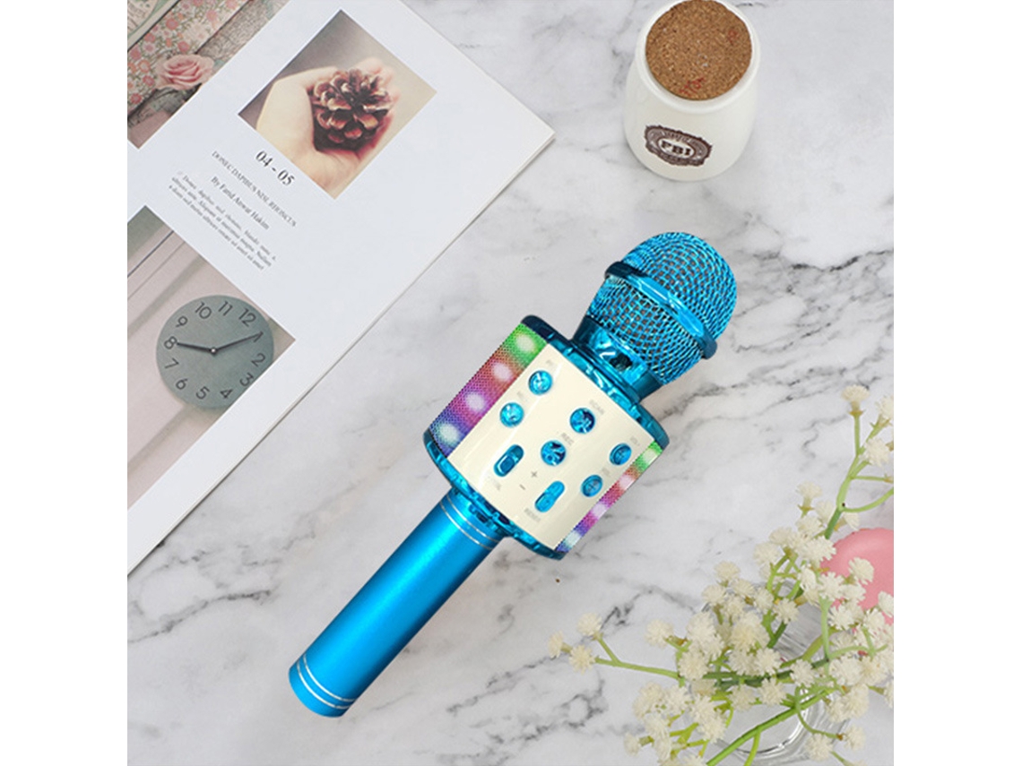 Ws88/L Micrófono Portátil Inalámbrico para Karaoke VEANXIN Micrófono con Altavoz USB para Niños Azul