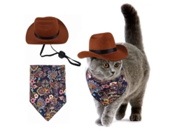 Vaquero Sombrero para Mascotas Con Bufanda, Traje de Cosplay, Decoración de Fiesta