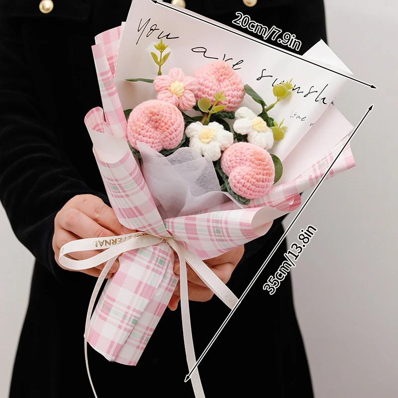 Ramos De Flores Tejidos A Crochet, Ramos De Graduación, Regalos Tejidos Con Flores Preservadas