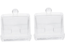 Juego de 2 cajas organizadoras transparentes y selladas para discos de algodón de maquillaje. Gokoco
