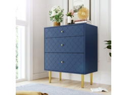 Cómoda 3 Cajones 89x75x40 Cm - Sideboard/highboard Para Dormitorio Y Sala - Azul Marino