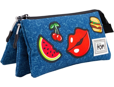 Estuche Triple OH MY POP! Patches HS (Azul - 11x23x10cm)
