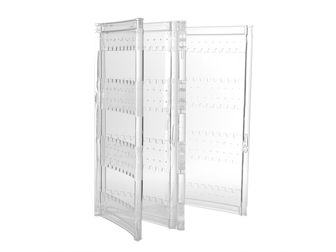 Expositor de joyería plegable y transparente para pulseras, collares y pendientes (cuatro puertas)