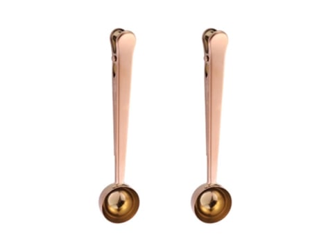 2 cucharas de café y té de acero inoxidable, ideal para medir café, té, proteína en polvo (oro rosa)