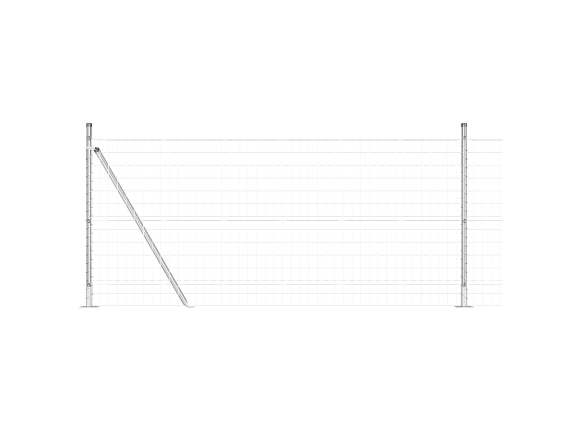 Valla europea Vidaxl con 7 postes con brida de acero galvanizado, color plata (1 x 10 m)