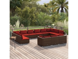 Conjunto de jardín de 13 piezas con cojines de mimbre marrón de DKD Home Decor