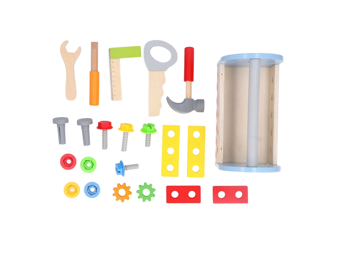 Juego De Herramientas De Madera Para Niños Con Cesta, Juguete Educativo De Montaje Diy.