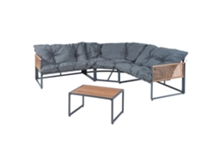 Conjunto de muebles de jardín Karg, mesa y sofá, gris oscuro/ratán Home.pro