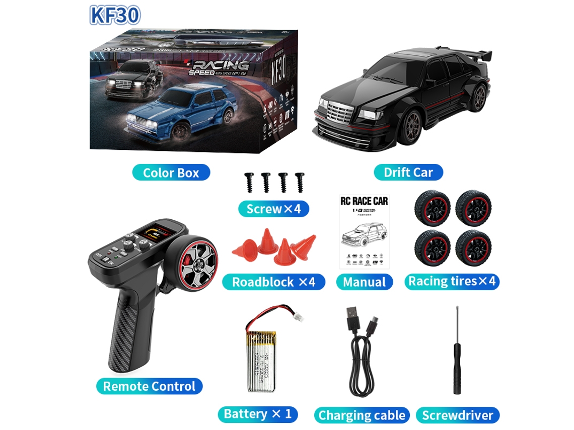 Mini Coche Rc 1/43 Drift Con Giroscopio, 4wd Juguete Mesa Control Remoto, Negro Aeuzwr