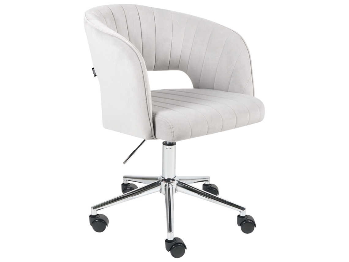 Silla de oficina Beliani Katonah de terciopelo gris (57 x 57 x 88 cm)