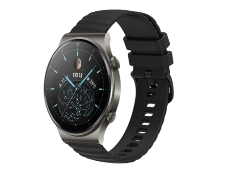 Correa de reloj inteligente para Huawei GT2 Pro Correa de reloj de silicona de color sólido con patrón de puntos ondulados de 22 mm (negro)