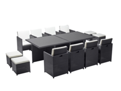 Conjunto de Cenar Exterior CONCEPT U Mónaco (Negro y Blanco - Resina - 235x115x74 cm)