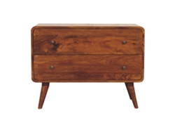 Cómoda curva marrón con 2 cajones - Muebles Artesanos
