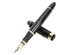 Bolígrafo ergonómico con punta puntiaguda de 0,5 mm, escritura suave, metal, uso comercial, con clip, tinta negra japonesa, punta recta de 0,5 mm.