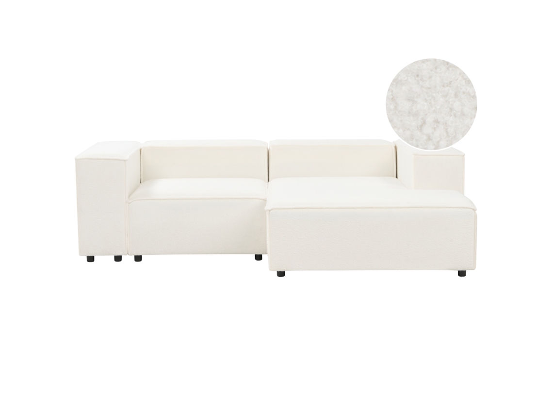 Sofá esquinero BELIANI Aprica de Bouclé Blanco 240x180x68