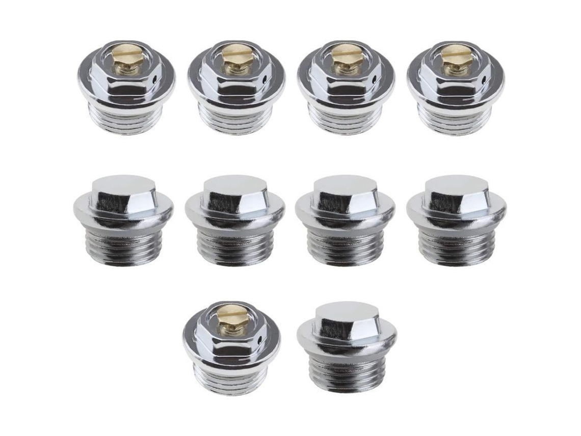 10 Válvulas De Aire Manuales De 1/2 Pulgada Y 5 Tapones De Sellado Para Radiador Con Junta Tórica Sellada.