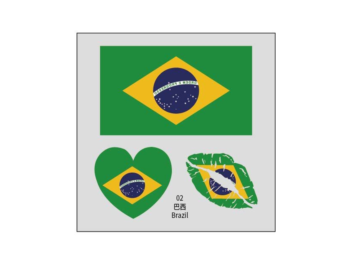 (brasil) 50 Tatuajes Temporales De La Bandera Brasileña, Pegatinas Faciales Transferibles Al Agua.