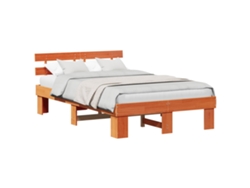 Maison Exclusive - Estructura De Cama Con Cabecera Marrón Cera 140 X 190 Cm