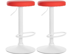 Juego de 2 taburetes de bar de diseño sencillo con asiento sintético rojo y estructura de metal blanco Tdb10681 Dcoshop26