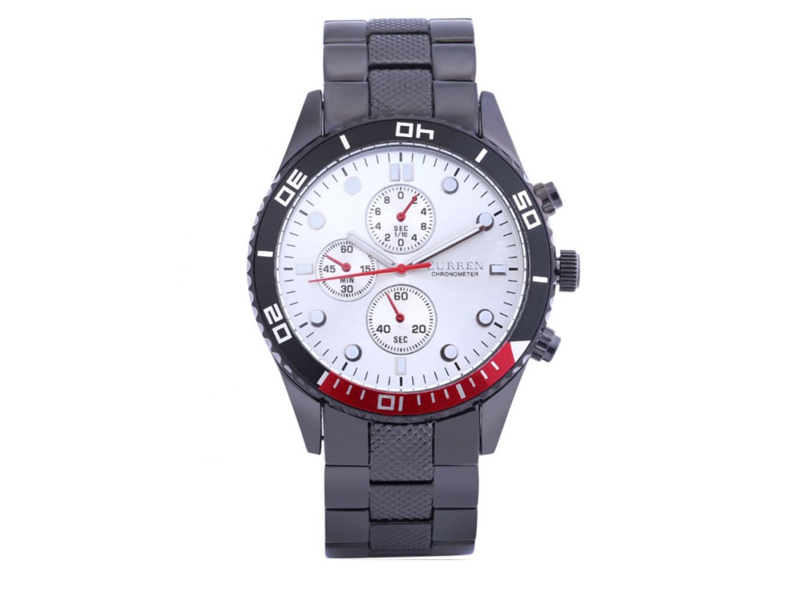 Reloj Hombre Cuadro Redondo Acero Inoxidable Quartz Resistente Al Agua Calendario Casual