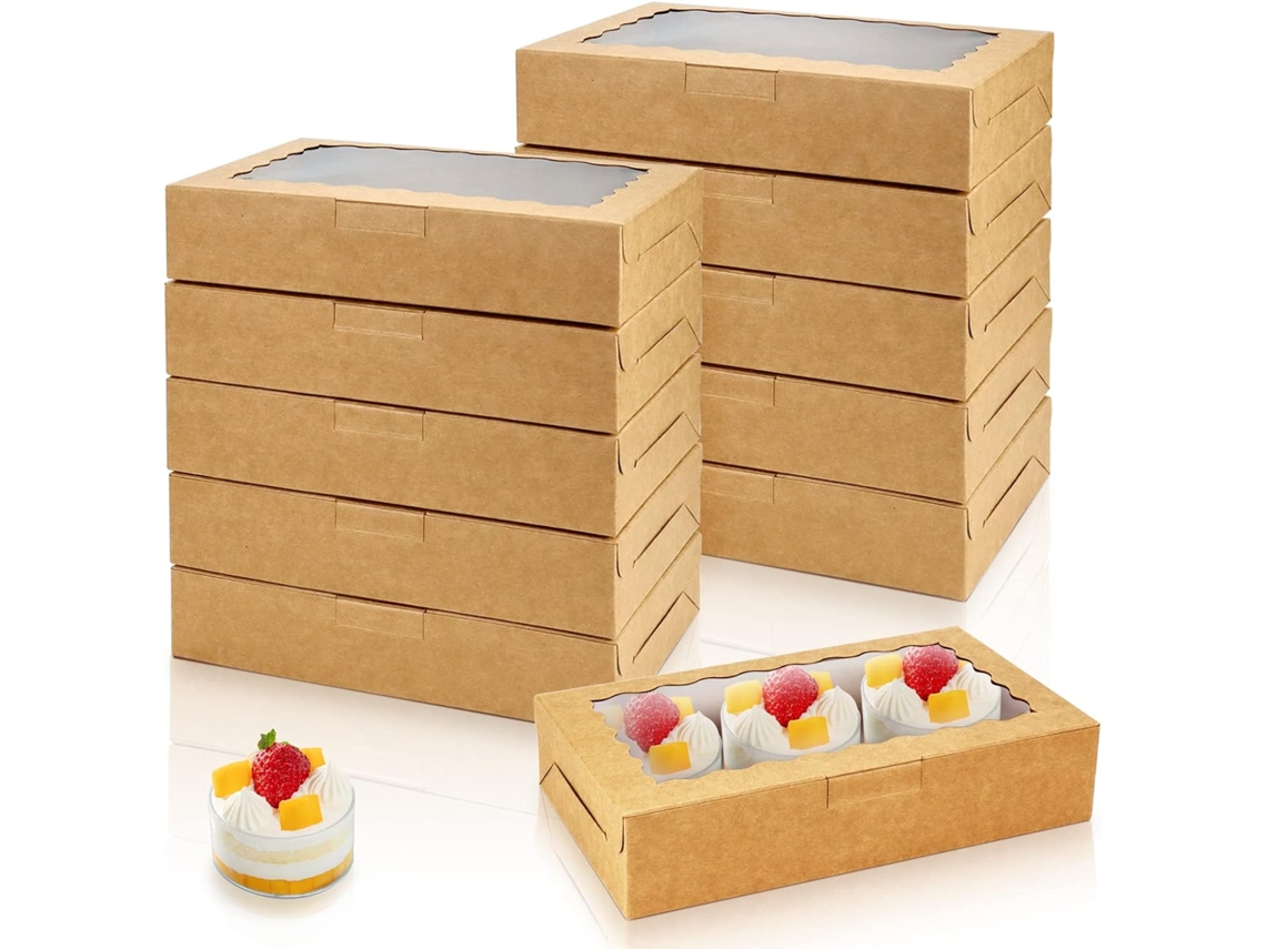 40 cajas Kraft para galletas con ventana transparente de 18x11x3 cm – Cajas para dulces y postres para fiestas, bodas y Navidad